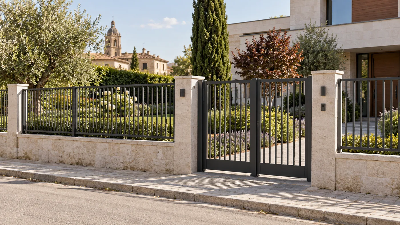Vallado exterior y puerta de acceso, imagen de referencia